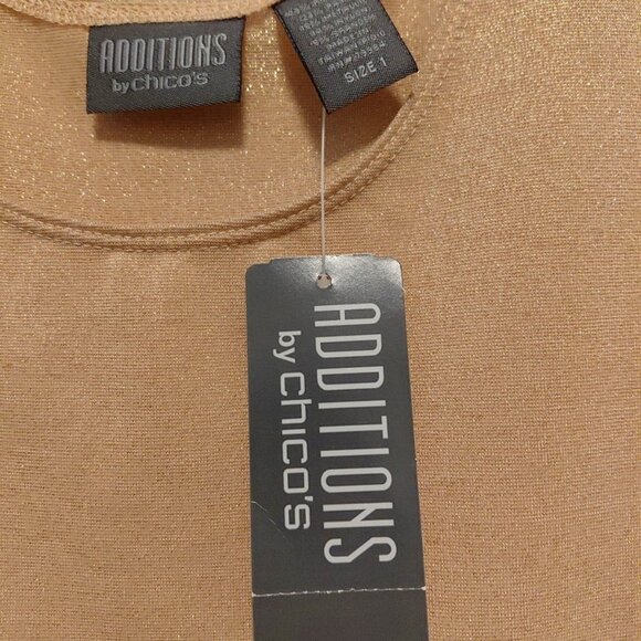 Additions by Chico's Shimmery Gold Sleeveless Stretch Tank Top Size 1 Med/8 NWT - Picture 3 of 4